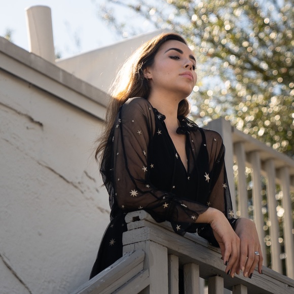 NWOT Star-embroidered mesh Midi Dress by Maje - Picture 4 of 5